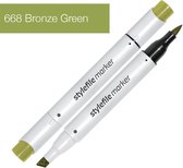 Stylefile Marker Brush - Bronze Green - Hoge kwaliteit twin tip marker met brushpunt