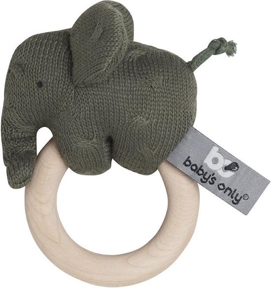 Wolk regio Ondergedompeld Baby's Only Houten baby rammelaar olifant gebreid - Khaki - Baby cadeau |  bol.com