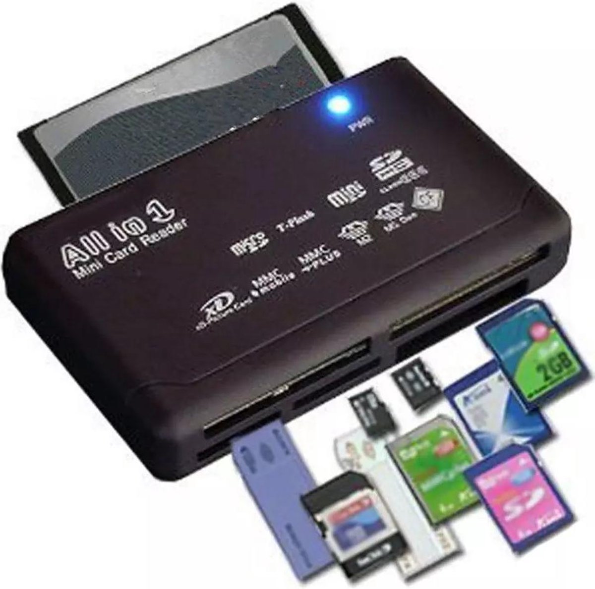 LOUZIR All in One Card Reader - Kaartlezer voor SDHC / SD / Mini / Micro / Externo / XD / CF / M2 / MMC - Zwart - LOUZIR