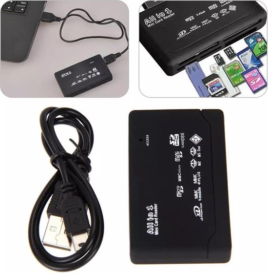Lecteur USB 2.0 All in one multi carte mémoire : Micro Mini SD / SDHC TF M2 MMC MS Duo Compact flash XD - Noir | Rakuten