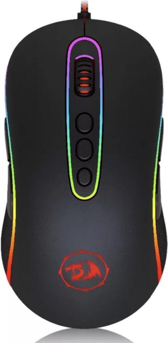 Red Dragon Phoenix 2 Gaming Muis 10000 DPI - Computer Game Muis Met Draad - MOBA+MMO - LED RGB - Zwart