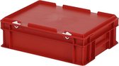 Stapelbak met deksel - Opbergbox - 400x300xH133mm - rood