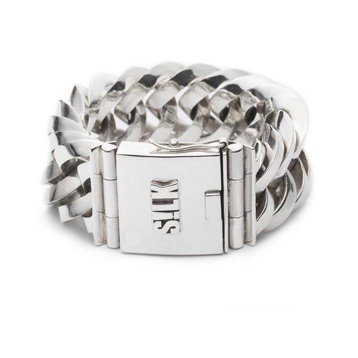 SILK Jewellery - zware en brede zilveren Schakel Armband - Model Vishnu 103.21 - lengte 21 cm - gewicht 232 gram- Uitverkoop van € 999,- voor € 695,-