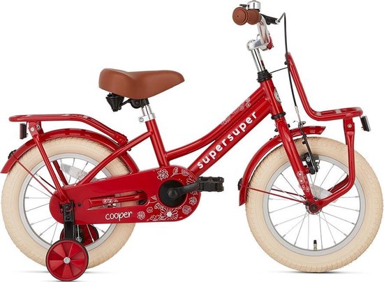 Vélo Enfant 14 Pouces Avec Roues Stabilisatrices - Pour 3 à 7 Ans (95-115 Cm) - Acier Carbone, Réglable, Freins Avant/arrière - Inclut Bouteille D'eau
