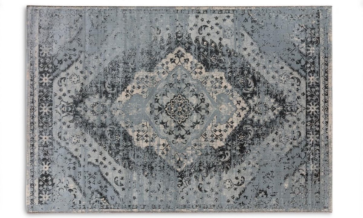 LIFA LIVING Vintage Vloerkleed, Blauw en Lichtblauw Tapijt, Oosters Vloerkleed voor Woonkamer, Slaapkamer, 133 x 200 cm