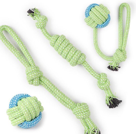 streepje Fjord blad Honden speelgoed touw - Hondenspeelgoed touw set - 4 stuks sterk  hondenspeelgoed | bol.com