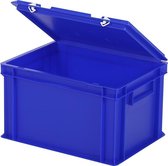 Stapelbak met deksel - Opbergbox - 400x300xH250mm - blauw
