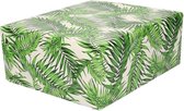 3x stuks rollen Inpakpapier wit met groene bladeren design - 70 x 200 cm - kadopapier / cadeaupapier
