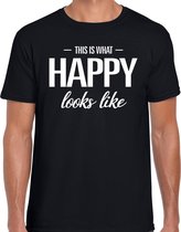 This is what  Happy looks like fun tekst t-shirt zwart heren 2XL