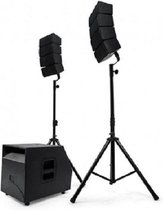 Alecto PAS-500 SUB - Set van 2x4 line array speakers, 1 subwoofer en 2 statieven, zwart
