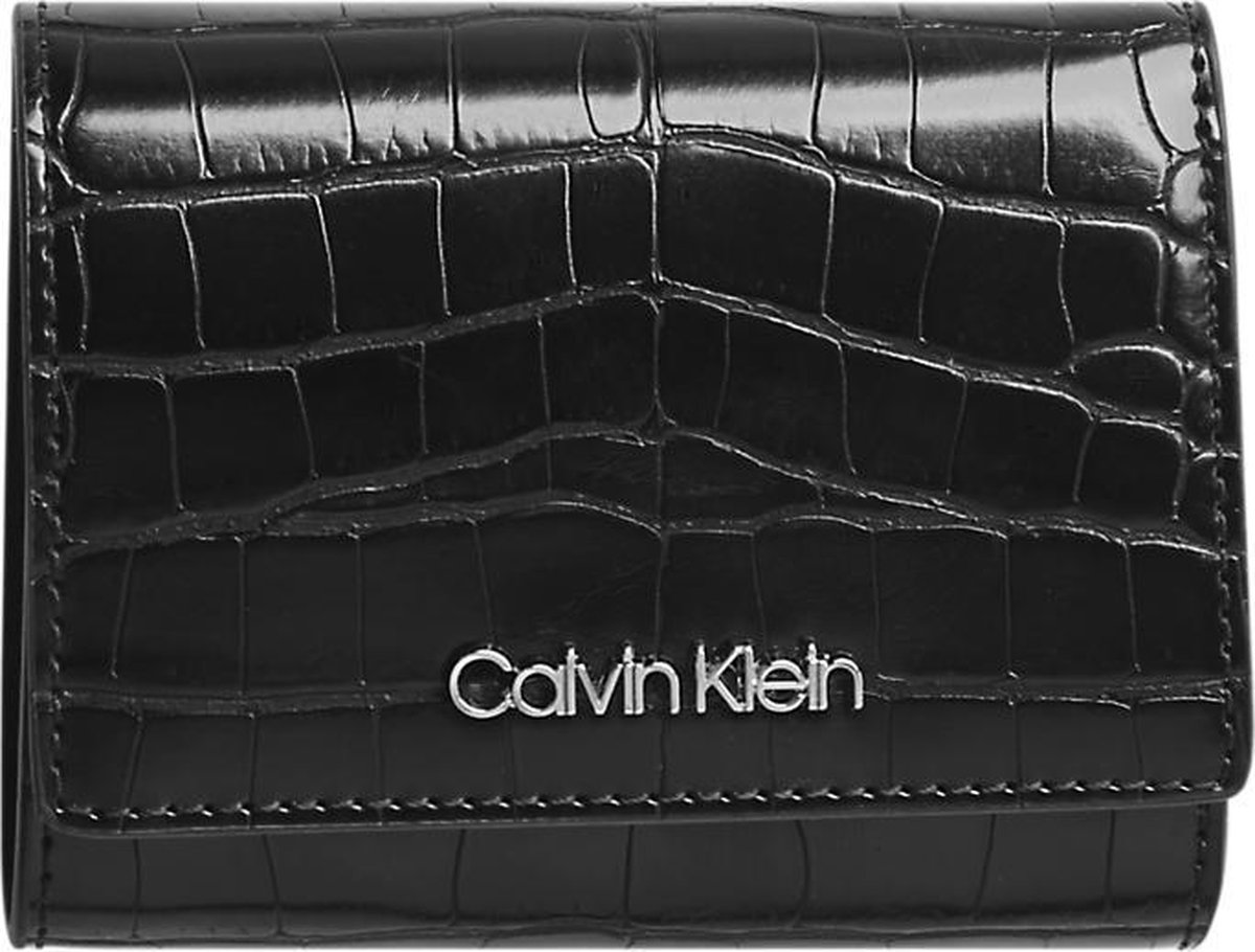 Calvin Klein - CK must croc trifold xs - portemonnee dames - black | bol.com
