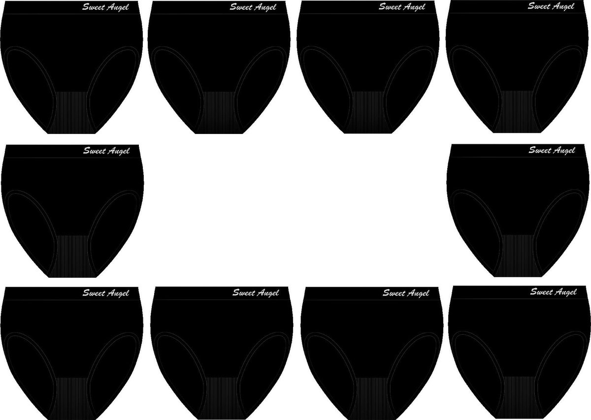 Sweet Angel Zwarte Dames Slips 10pack Maat 3XL