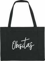 ObesiTAS Rustaagh shopping bag - shopper - tas - boodschappentas - handig - zwart - tekst - bedrukt