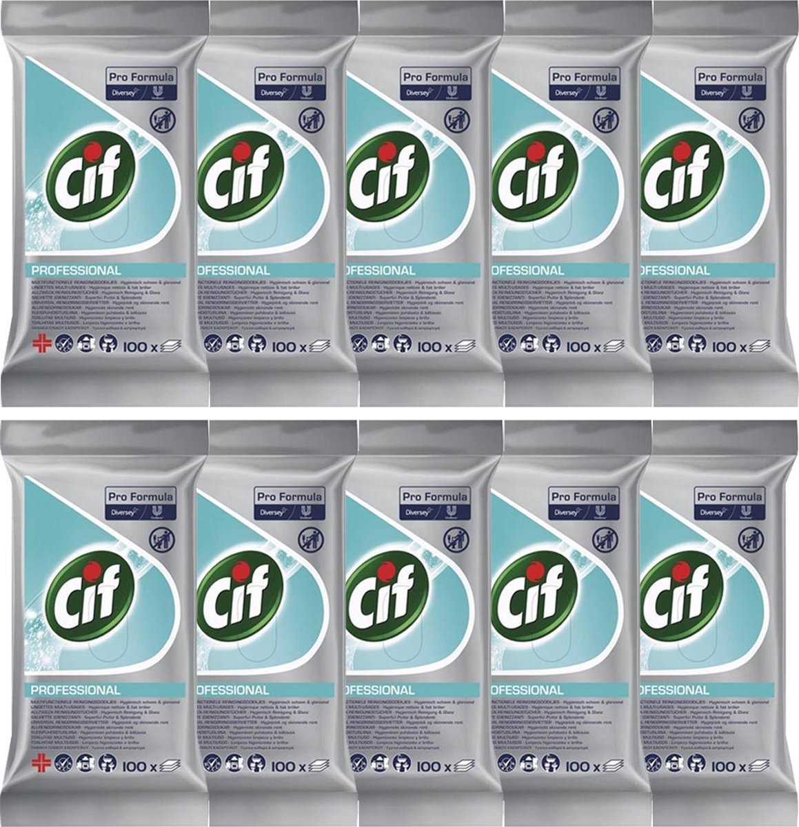 Cif Professional Antibacteriële doekjes - HACCP - 10 x 100 doekjes