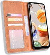 LG K61 Retro Stijl Kunstleren Portemonnee Hoesje Bruin