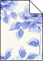 Proefstaal ESTAhome behang aquarel geschilderde rozen helder blauw - 128014 - 26,5 x 21 cm