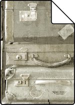 Proefstaal ESTAhome behang vintage koffers lichtbruin - 138213 - 26,5 x 21 cm