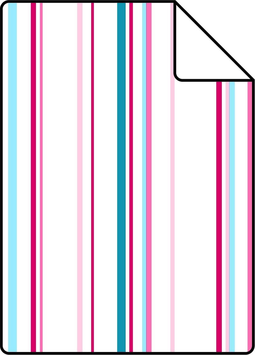 ESTAhome A4 proefstaal van behang strepen roze en turquoise - 115725 - 21 x 26 cm