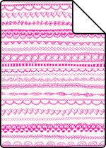 Proefstaal ESTAhome behangpapier kanten linten fuchsia roze - 138840 - 26,5 x 21 cm