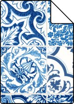 Proefstaal ESTAhome behangpapier tegelmotief blauw - 148636 - 26,5 x 21 cm