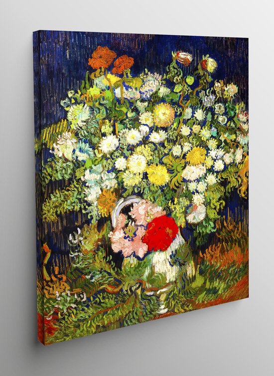Canvas boeket met bloemen in een vaas - Vincent van Gogh - 50x70cm
