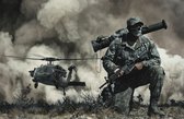 ? Army • Military Forces Battlefield 1 Canvas 90x60 cm • Foto print op Canvas schilderij ( Wanddecoratie woonkamer / slaapkamer / keuken / kantoor / bar / restaurant ) / Army / leg