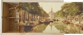 Wijnkist - Oud Stadsgezicht Den Haag - Turfmarkt & Nieuwe Kerk - Oude Foto Print op Houten Kist - 19x36 cm