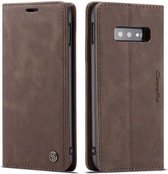 CaseMe - Samsung Galaxy S10e hoesje - Wallet Book Case - Magneetsluiting - Donker Bruin