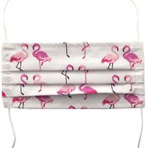 3x Mondkapje Flamingo stof wasbaar 2 laags. Elastiek gemakkelijk op maat te maken. NIET Medisch