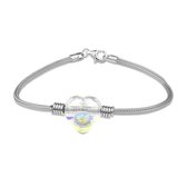 Silventi 910471452 Zilveren Vossenstaart Armband Met Kristallen Hart - Zilver - Vossenstaart - Hart - Kristal - 18,5 cm - Zilverkleurig