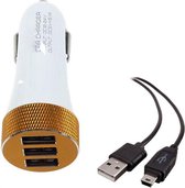 Durata DR-C503 Wit Autolader 3 USB Poort 5.1A met 1 Mini USB Kabel voor Tomtom