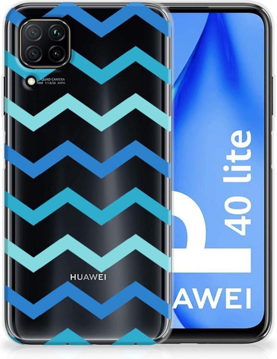 Huawei P40 Lite TPU bumper Zigzag Blauw