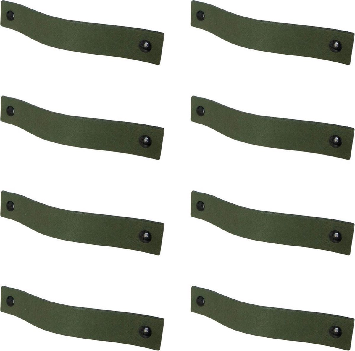8x Leren handgrepen 'platte greep' - maat L (22,2 x 2,5 cm) - KAKI  - incl. 3 kleuren schroefjes (handgreepjes - leren grepen - greepjes - leren lusjes)