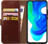 Rosso Element Book Case Wallet Hoesje Geschikt voor Xiaomi Poco F2 Pro | Portemonnee | 3 Pasjes | Magneetsluiting | Stand Functie | Bruin