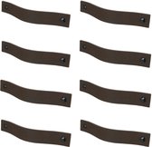Poignées en cuir / Poignée plate - 8 pièces - MARRON FONCE - taille L (22,2 x 2,5 cm) - avec 3 vis de couleur