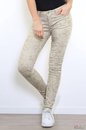 Broek Toxik3 met normale taille beige met goud print