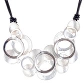 Ketting -Zwart- Metalen- objecten- cirkel-Dames- Modern- Abstract- 45 cm