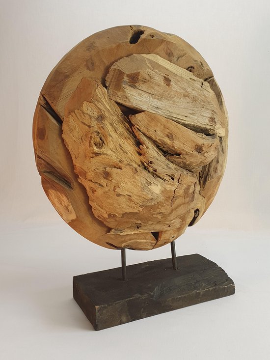 Stoere ronde teak houten ornament | bol.com