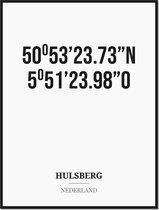 Poster/kaart HULSBERG met coördinaten