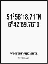 Poster/kaart WINTERSWIJK MISTE met coördinaten