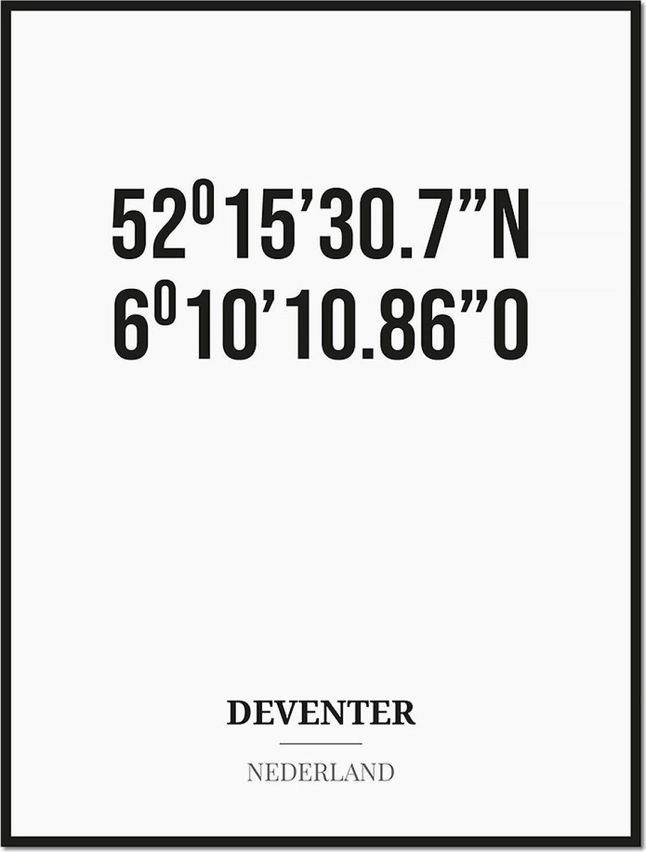 Poster/kaart DEVENTER met coördinaten