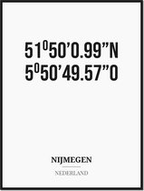 Poster/kaart NIJMEGEN met coördinaten