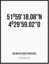 Poster/kaart BERGSCHENHOEK met coördinaten