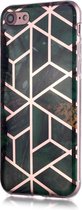 Marble Design Back Cover - TPU iPhone SE (2020 / 2022) / 8 / 7 Hoesje - Emerald Green