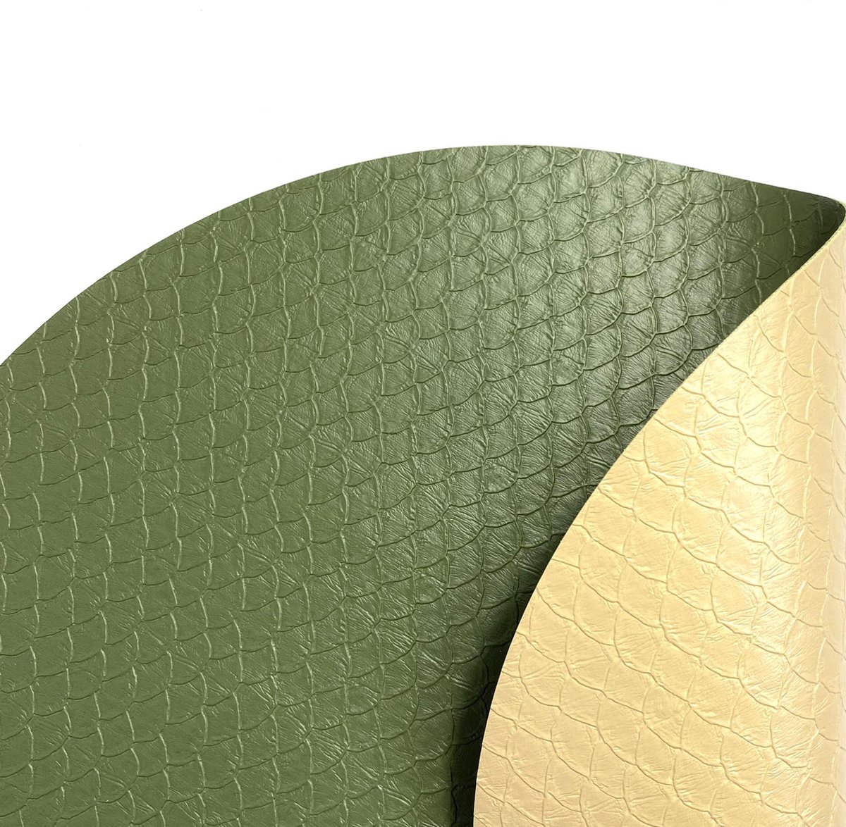 Lucy's Living Luxe Placemat leatherlook Slangenprint - Ø 38 cm - Kaki/crème - tafelaccessoires - dubbelzijdig
