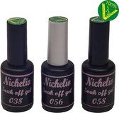 3 kleuren Gellak set - 1  -  Nichelio - 15ml - soak off - afweekbaar Nr038-056-058