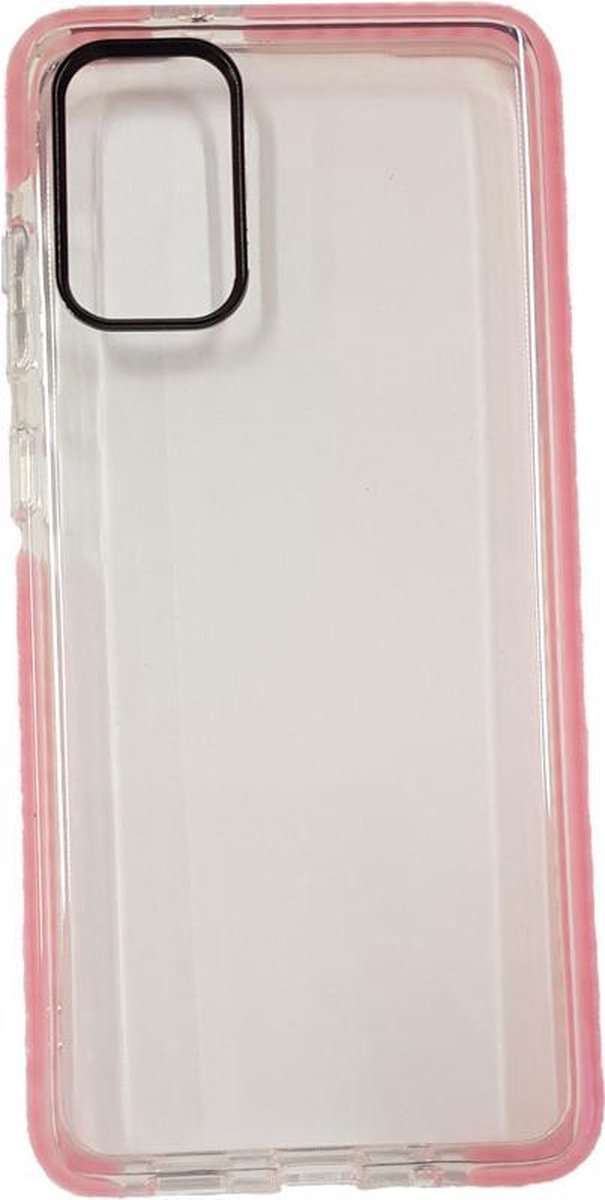 GSM-Basix TPU Back Cover voor Samsung Galaxy S20 Ultra Transparant Roze Rand