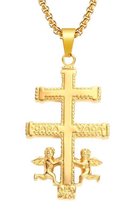 Caravaca kruis met engelen en ketting goudkleur