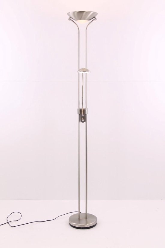 mengen Kano Mooie jurk Vloerlamp Uplighter met leeslamp / geïntegreerde LED / staal rvs met  dubbele dimmer | bol.com