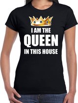 Koningsdag t-shirt Im the queen in this house zwart voor dames M